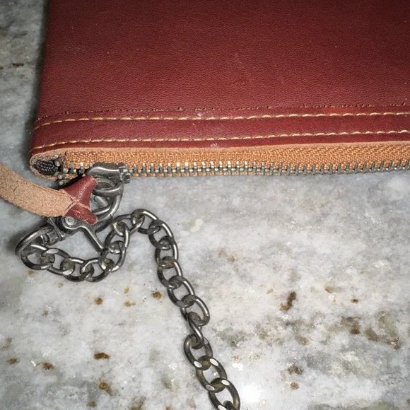 American Bling Leather Hand Bag Clutch Pink Cowhide Chain Strap - Picture 4 of 7